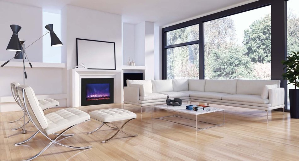 Amantii ZECL-26-2923-BG Zero Clearance Series Built-In Electric Fireplace with Ice Media Kit, 26 Inch N12