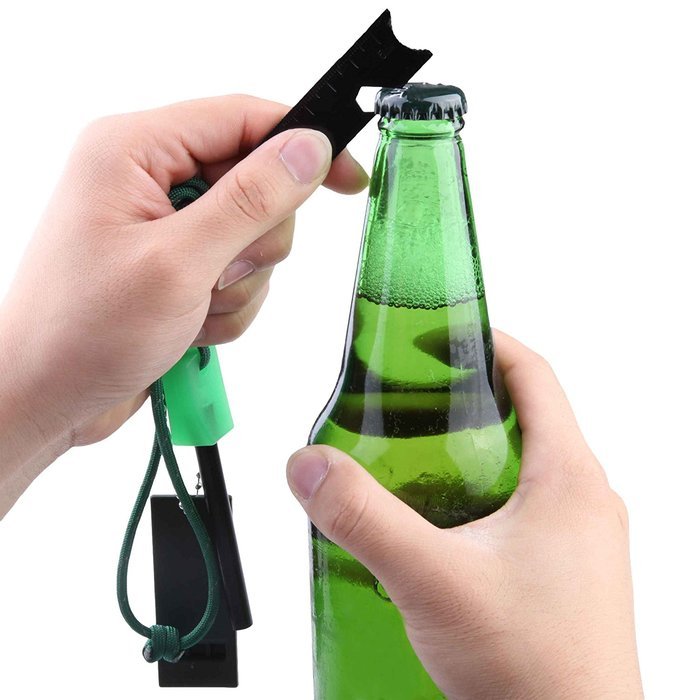 Dimples Excel 7 in 1 Magnesium Fire Starter with Luminous Green Handle, Rescue Whistle and Lanyard Woven by 40... N6