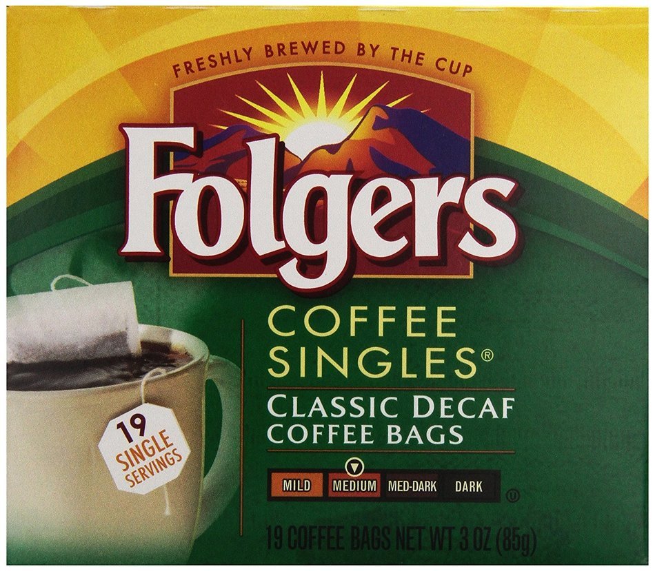 Folgers Singles, Decaffeinated, 19 ct