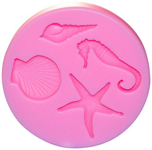 NY CAKE SM564 Silicone Seaside Creatures 4-Cavity Mold for Cake Decorating