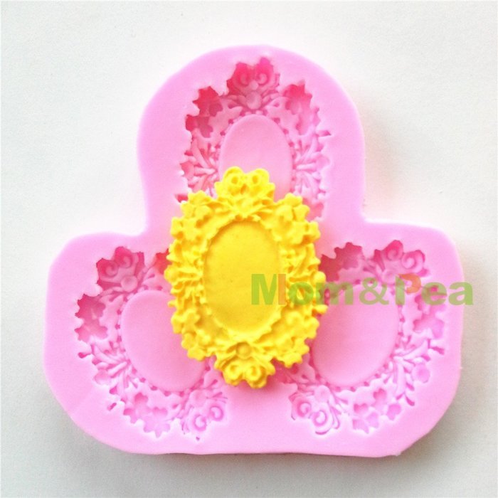 Mom&pea 0595 Mirror Frame Shaped Silicone Mould for Fondant Cake Sugar Paste Cake Decoration 3d Cake Toppers Mold... N2
