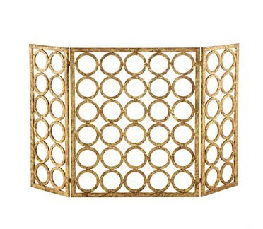 Gold Circles Iron Nailhead Fireplace Screen N2