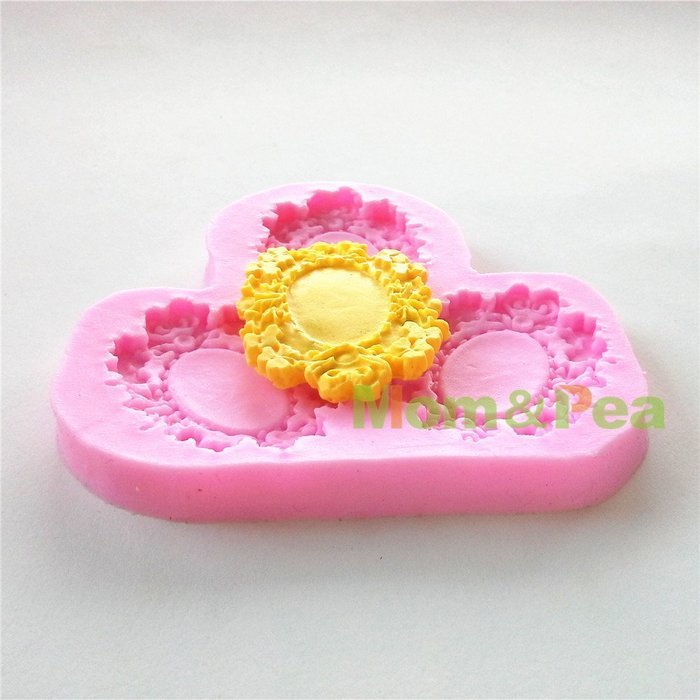 Mom&pea 0595 Mirror Frame Shaped Silicone Mould for Fondant Cake Sugar Paste Cake Decoration 3d Cake Toppers Mold... N3