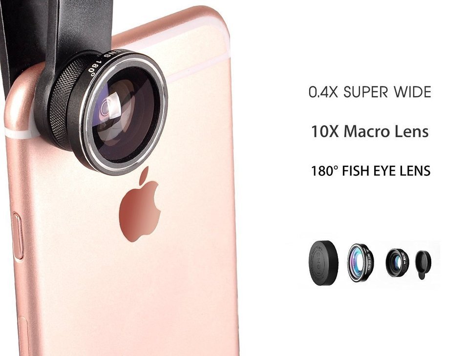 3 In 1 Universal Phone Camera Lens Kit with 0.4X Super Wide Angle Lens, 180 Degree Fish Eye Lens and 10X Macro... N20