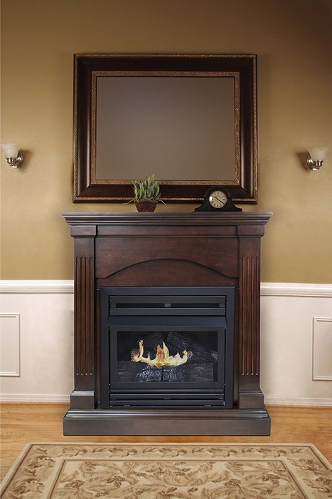 Pleasant Hearth Convertible Vent-Free Dual Fuel Fireplace, 35-Inch, Tobacco N2