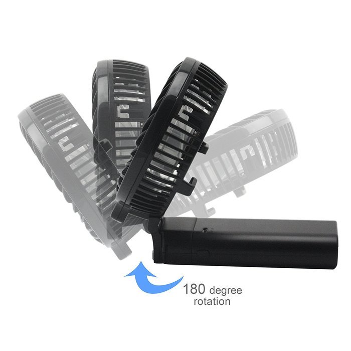 3 Speeds Portable Mini USB Rechargeable Desktop Fan wih 4000mAh Power Bank for Phone (Black)
