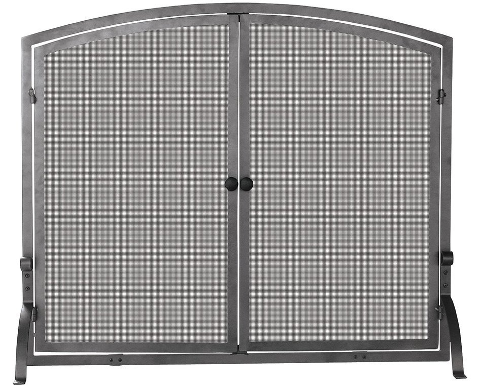 Uniflame Single Panel Iron Fireplace Screen with Doors N4