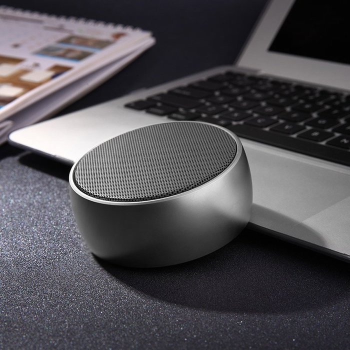 SARON Ultra Portable Bluetooth Wireless Speaker with Microphone for Smartphones/Tablet/Laptops Silver Color N4