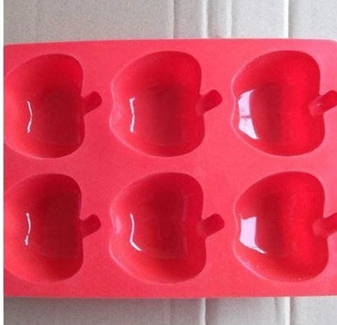 Easy Release Silicone 6 Cup Apple Cake Jelly Mold Ice Cube Tray Molds Chocolate Ice Cream Soap Moulds