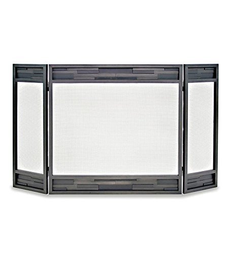 Lanier Tri-Panel Fireplace Screen in Natural Iron Finish