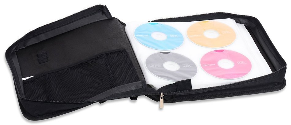 288 Capacity CD/DVD Carrying Case - Black - with New and Improved Inserts, double the thickness and all tabs pulled N2