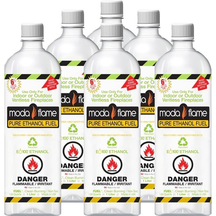 Moda Flame Fuel 1 Liter Bio-Ethanol Indoor Fuel (6 Bottles)