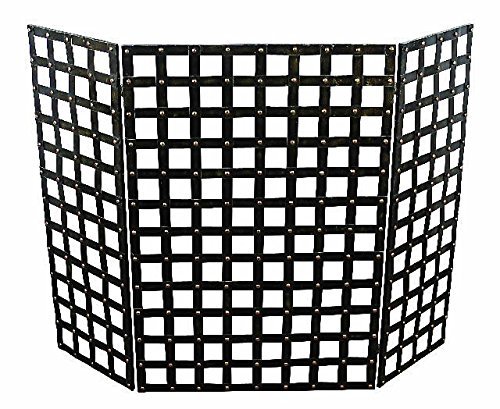 Tuscan Iron Woven Nail Head Design Fire Place Screen
