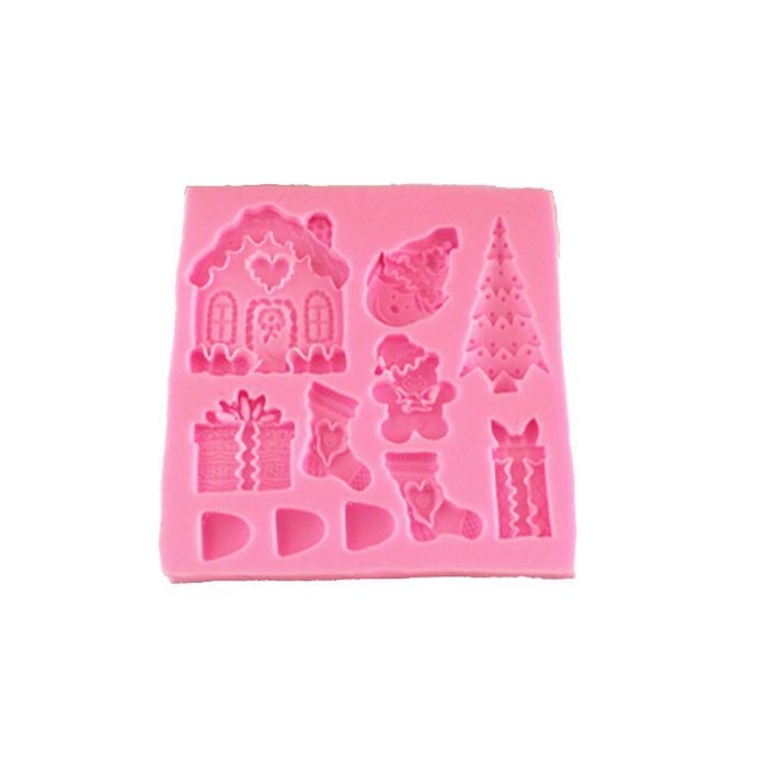 Longzang Christmas Series Art Deco Silicone Mold Sugar Craft DIY Gumpaste Cake Decorating Clay N5
