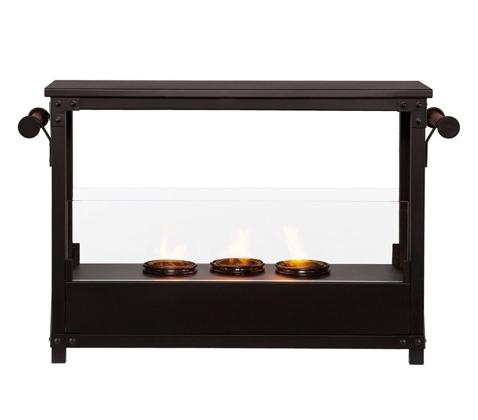 Southern Enterprises Layton Portable Indoor-Outdoor Fireplace in Black N5