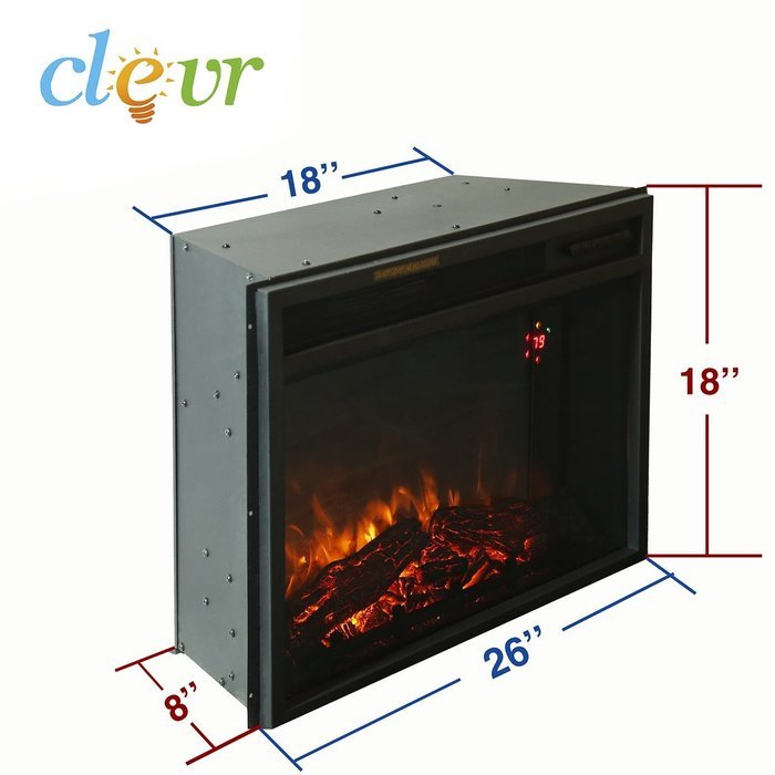 Clevr 26" 1400W Adjustable Electric Wall Insert Fireplace Heater W/Remote N6