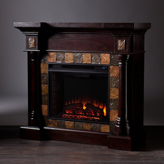 Southern Enterprises AMZ8478FE Chancellor Faux Slate Convertible Electric Fireplace, Espresso N3