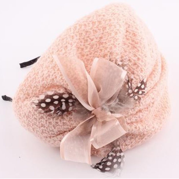 Spritech(TM) Women's Fascinator Headband Bowknot Feather Hard Yarn Hats LightGray N2
