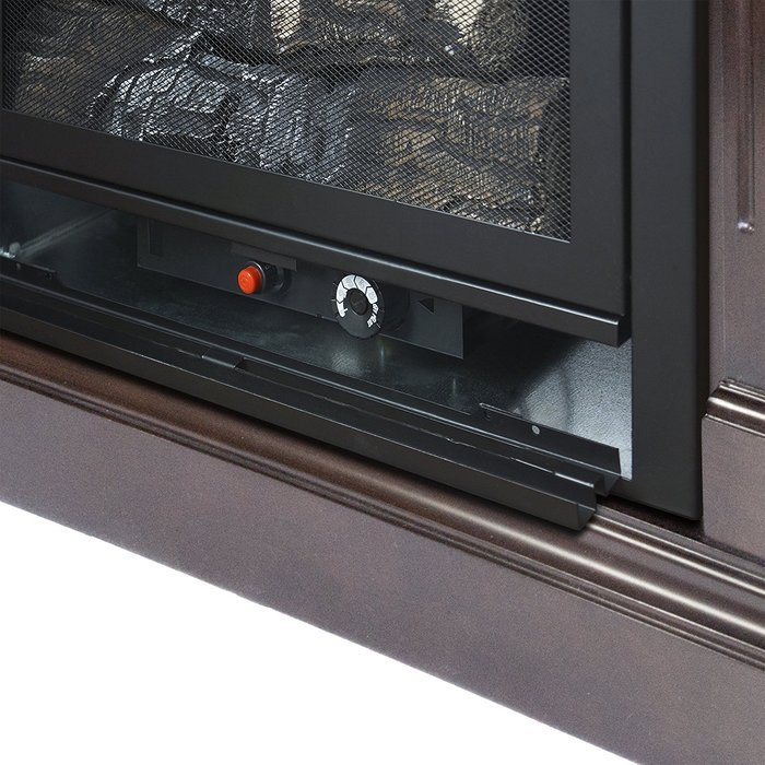 Pleasant Hearth Convertible Vent-Free Dual Fuel Fireplace, 35-Inch, Tobacco N3