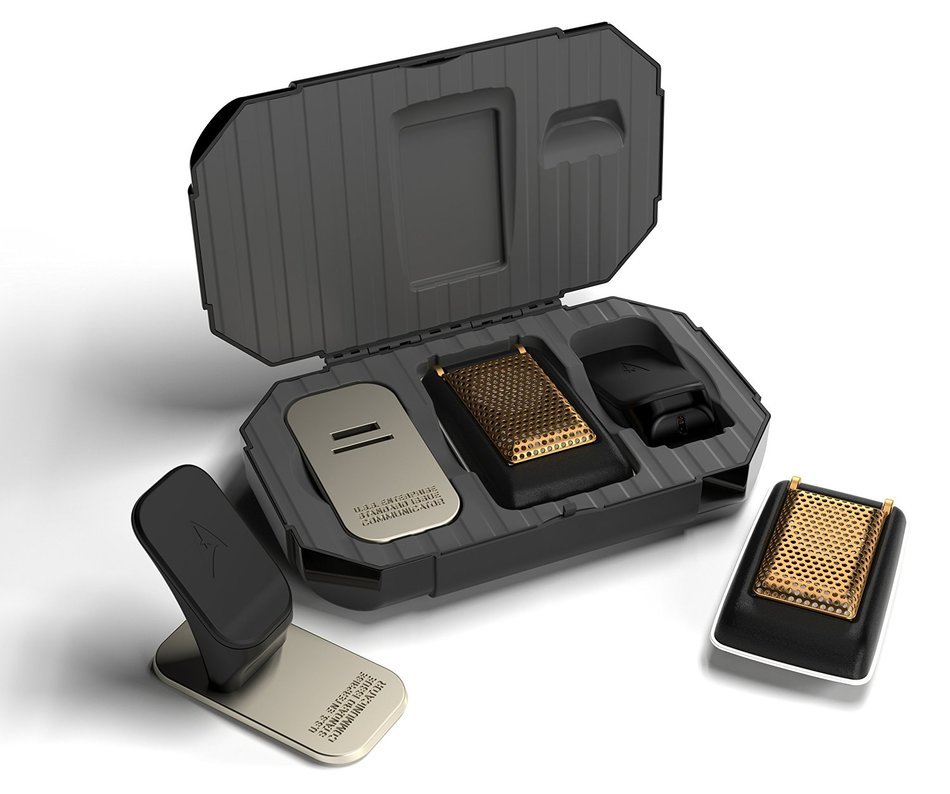 Star Trek: TOS Bluetooth Communicator - Cell Phone Handset and Speaker - With Collectible Display Case N8