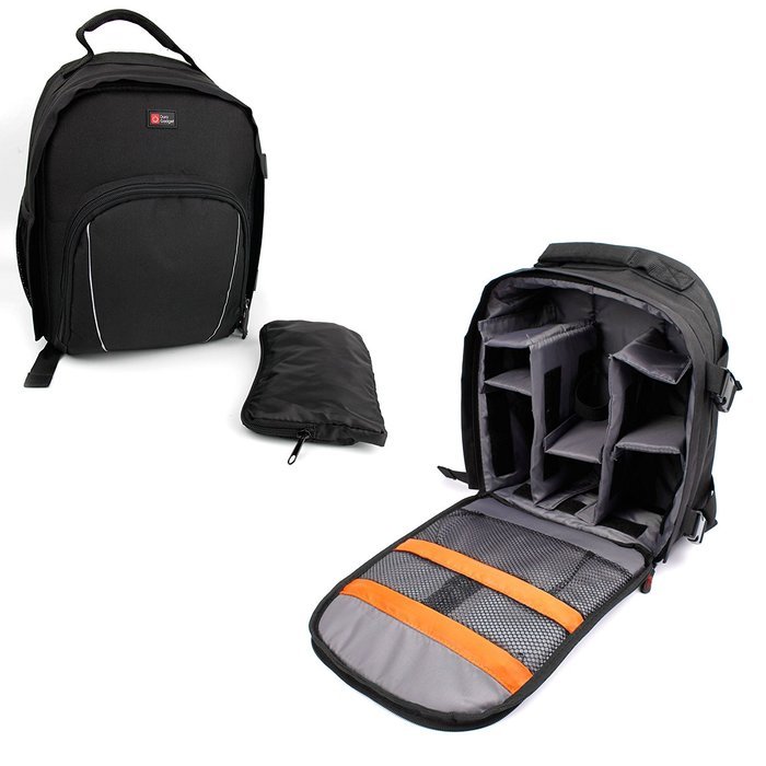 DURAGADGET Premium Quality, Black Water-Resistant Rucksack / Backpack with Customizable Interior & Raincover for... N15