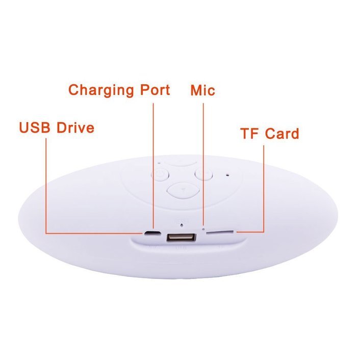 Mini Rugby Shape Wireless Bluetooth Speaker Support USB Drive/TF Card/Hands-free Call (White) N5
