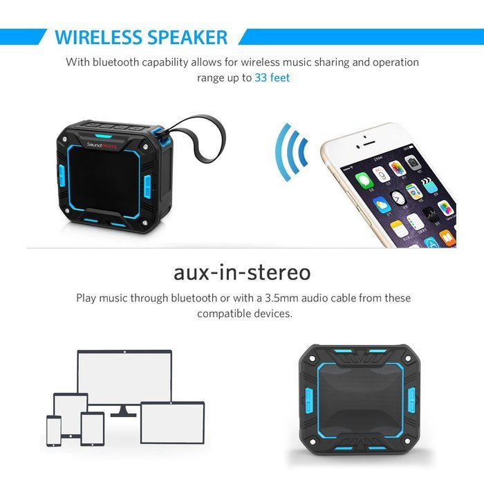 SoundPEATS P2 Wireless Waterproof Portable Bluetooth Speakers with Bult in Mic - Green N13