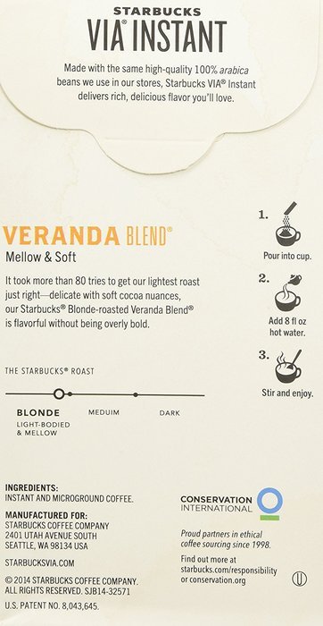 Starbucks VIA&reg; Ready Brew Coffee Veranda Blend Blonde Roast (3 Pack/Boxes) 36 Packets Total N2