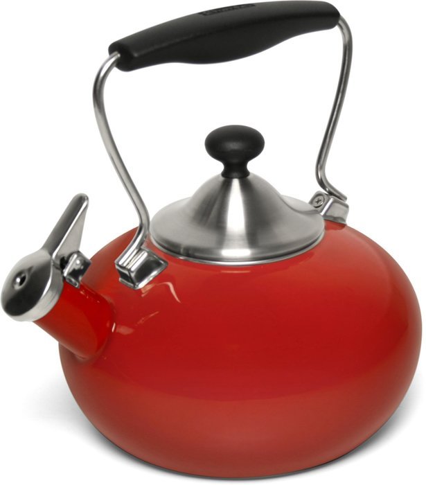 Chantal Bridge 37-1LB RE Enamel on Steel Bridge Teakettle, Chili Red