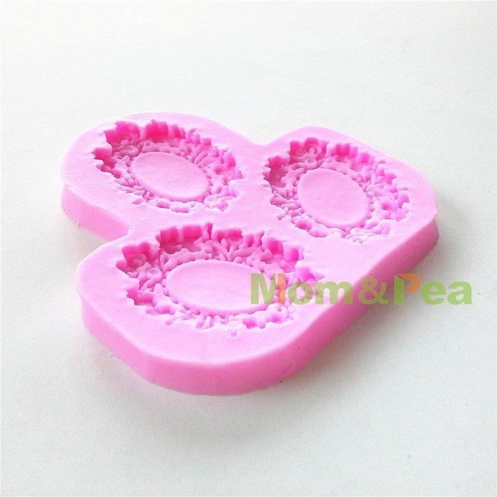 Mom&pea 0595 Mirror Frame Shaped Silicone Mould for Fondant Cake Sugar Paste Cake Decoration 3d Cake Toppers Mold... N4
