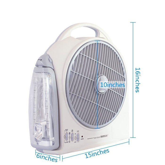 HAITRAL Rechargeable Table Fan SF-299AL Turbo Force Air Circulator AC/DC Operated with Led Light&Search Light&...