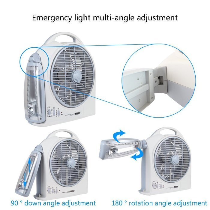 HAITRAL Rechargeable Table Fan SF-299AL Turbo Force Air Circulator AC/DC Operated with Led Light&Search Light&... N2