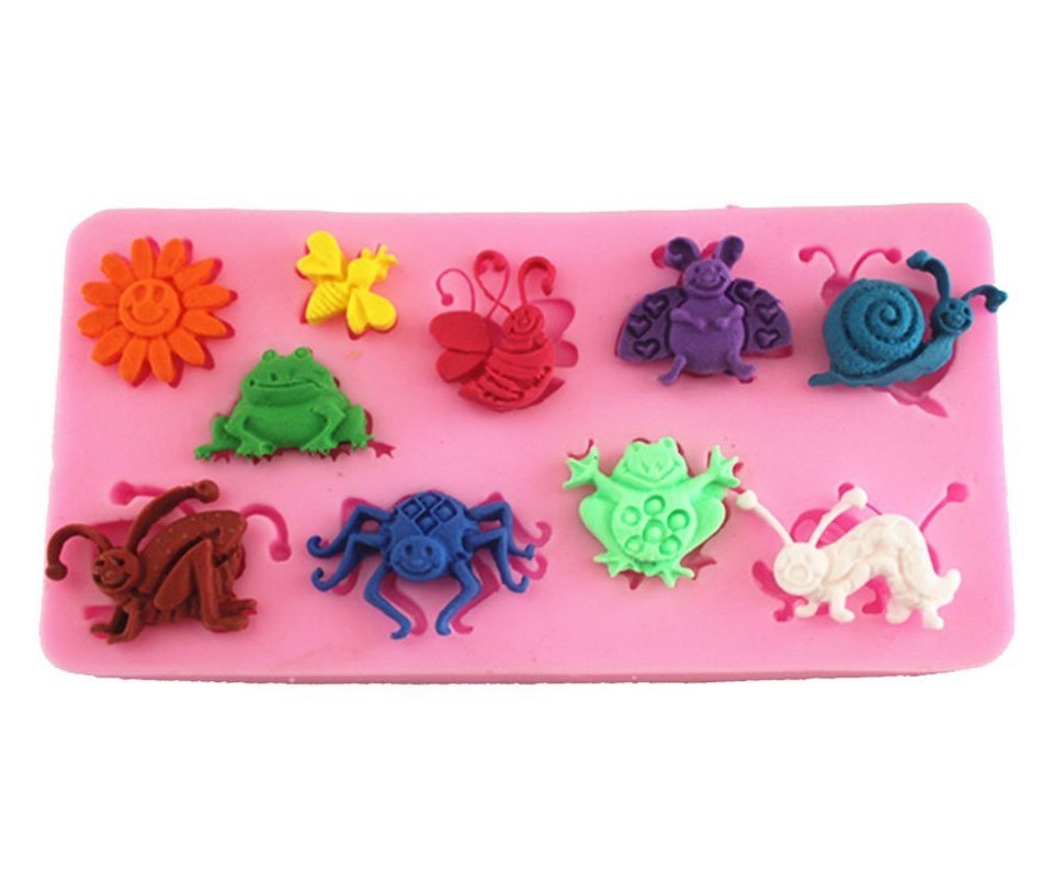 Longzang Insect Little Animals Art Deco Silicone Mold Sugar Craft DIY Gumpaste Cake Decorating Clay