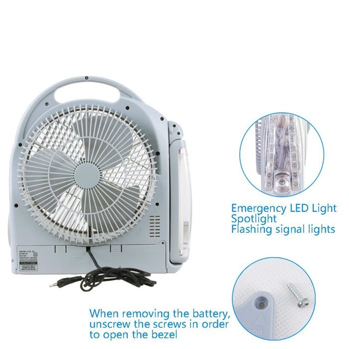 HAITRAL Rechargeable Table Fan SF-299AL Turbo Force Air Circulator AC/DC Operated with Led Light&Search Light&... N3