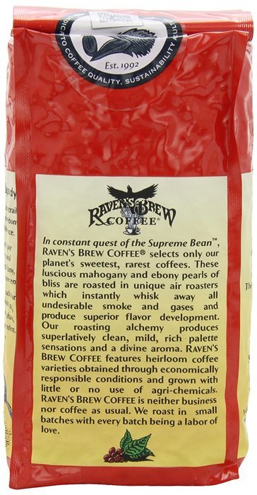Raven's Brew Whole Bean Ebony Pearls, 12-Ounce Bags (Pack of 2) N9