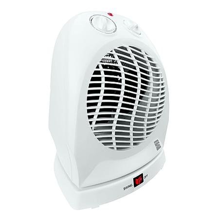 Modern Portable White Oscillating Fan-Forced Heater | Contemporary Home Indoor Space Heater by the Bedroom or...