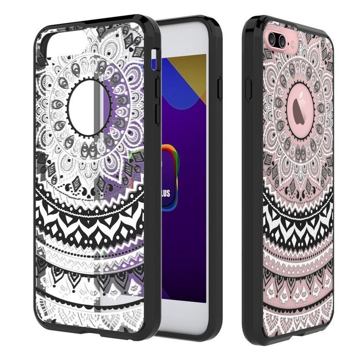 iPhone 7 Plus [5.5''] Case, JIAMY Mint Mandala Totem Series Hybrid Protective Case with Soft TPU Bumper + Hard...