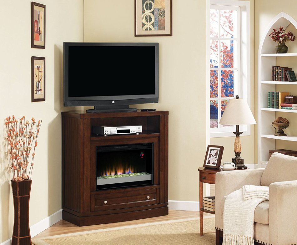 ClassicFlame 26DE6439-C247 Wesleyan Wall or Corner TV Stand for TVs up to 47", Meridian Cherry (Electric Fireplace... N2