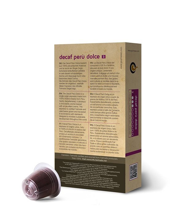 Gourmesso Decaf Per&ugrave; Dolce - 30 Nespresso&reg; compatible coffee capsules (30 capsules) N7
