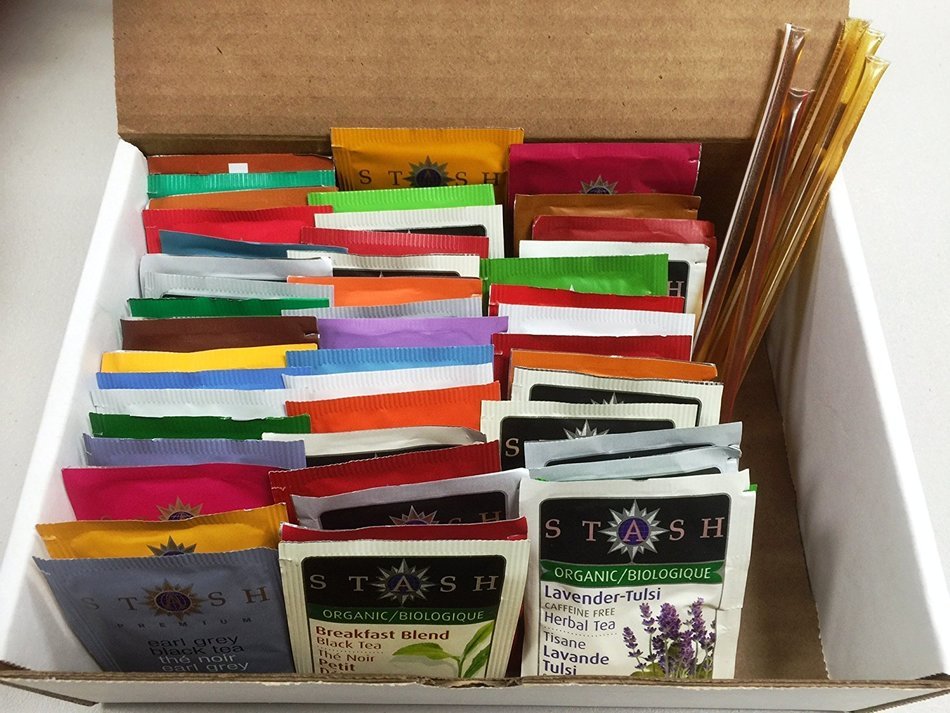 PowerTea Medley Gift Box Stash Tea Variety 45 Tea Bags with Power for Apple Honey Sticks N2