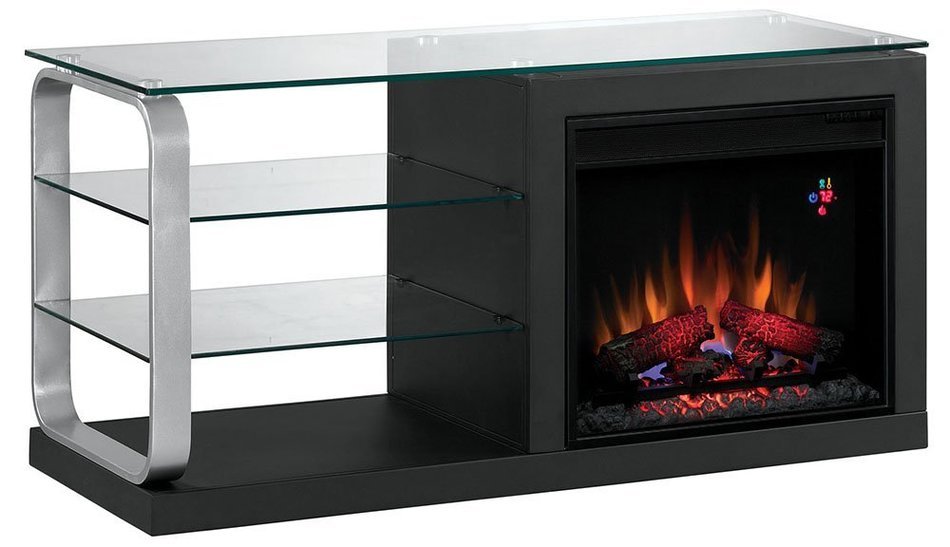ClassicFlame 23MM9501-D974 Luxe TV Stand for TVs up to 45", Silver (Electric Fireplace Insert sold separately)