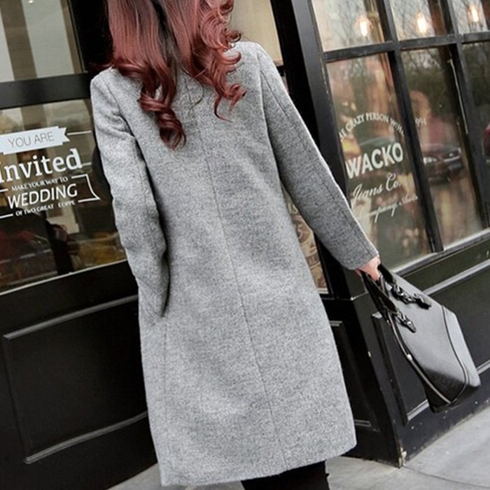 Spritech(TM) Women's Long Sleeve Lapel Solid Knee Length Long Cape Outerwear Woollen Coat N3