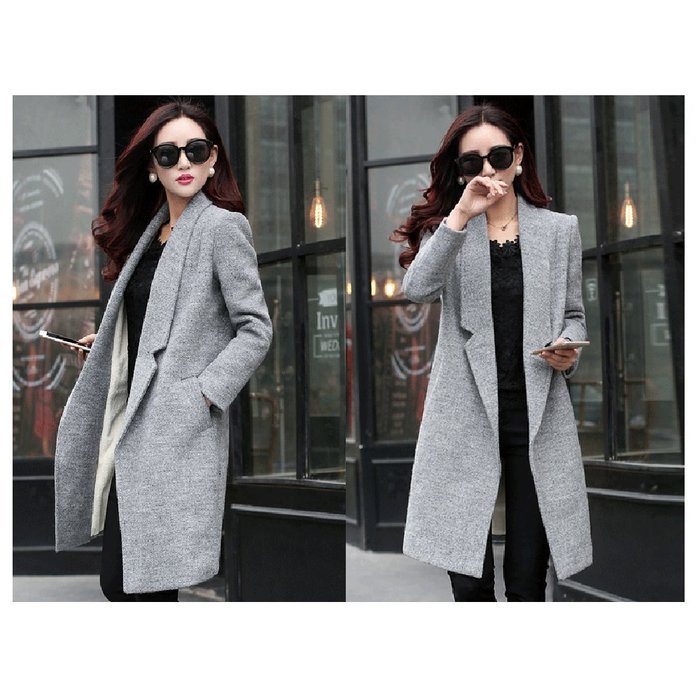 Spritech(TM) Women's Long Sleeve Lapel Solid Knee Length Long Cape Outerwear Woollen Coat N4