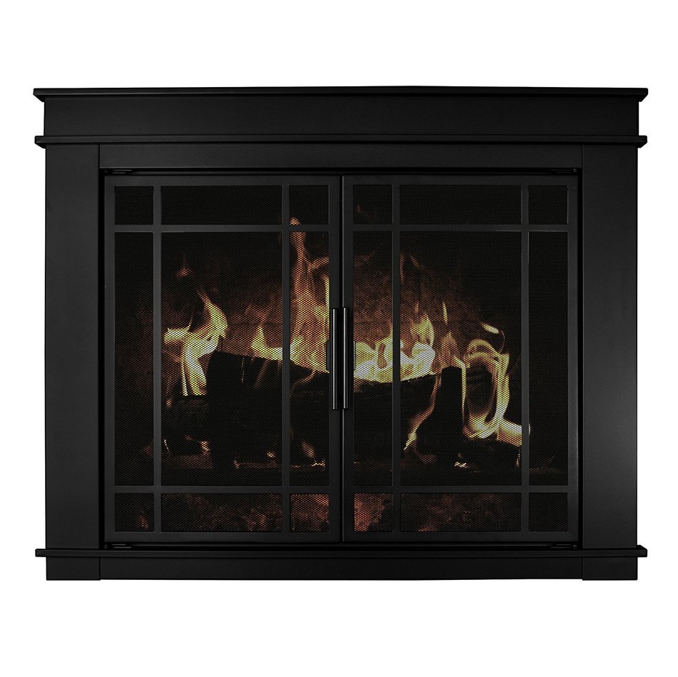 Pleasant Hearth Fillmore Glass Firescreen, Width: 30"-37", Height 25.5" - 32.5"