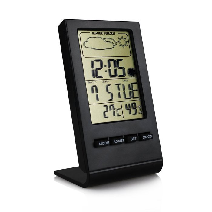 Fineed Mini Indoor Humidity Gauge, Temperature and Humidity Monitor, Digital Alarm Clock Snooze Calendar and Home... N6