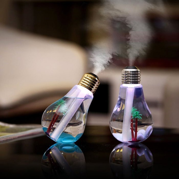 Fishonly 400ML Bulb Humidifier Filter Mini Aroma Essential Oil Cool Mist Humidifier Air Purifier USB LED Night...