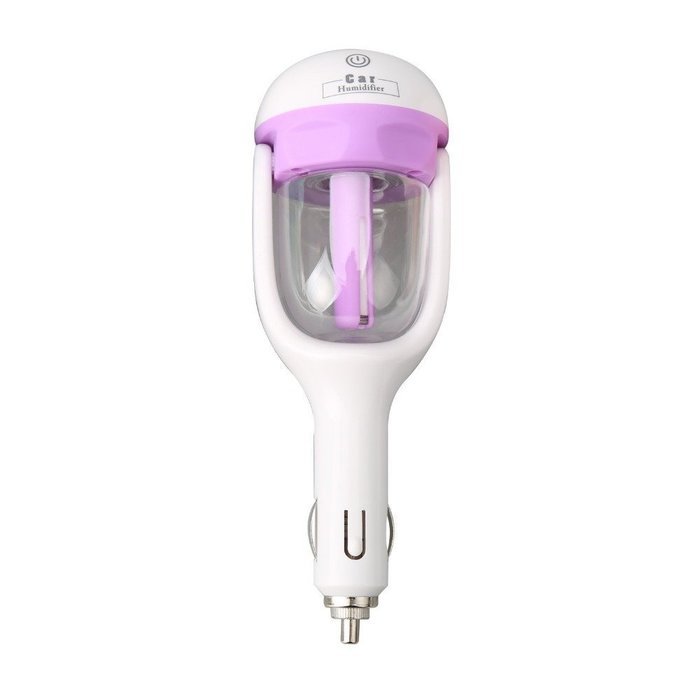 12V Mini Car Steam Humidifier Air Purifier Aroma Aromatherapy Essential Oil Diffuser Mist Maker Mini Fogger (Purle) N5