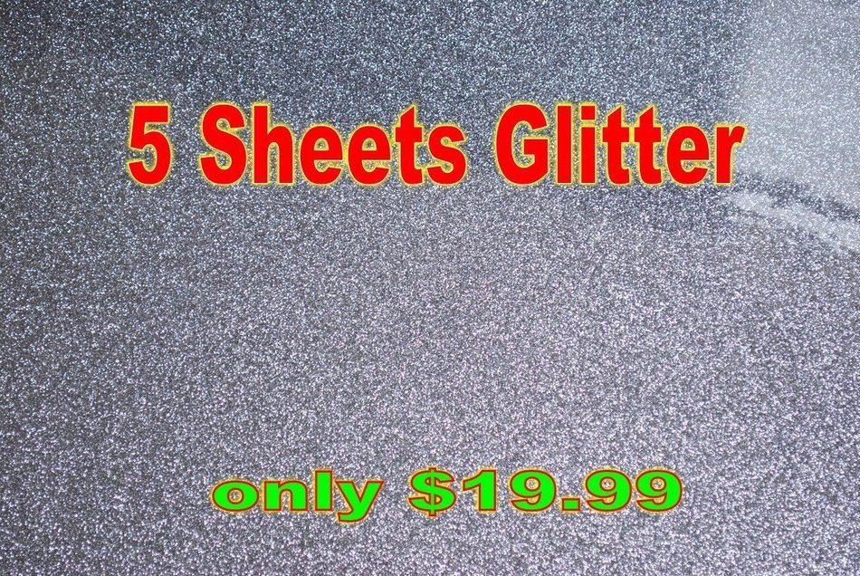 5-pack Glitter Iron-on Heat Transfer Vinyl Sheets,t-shirt Glitter Heat Transfer Vinyl,iron on Heat Transfer, 10...