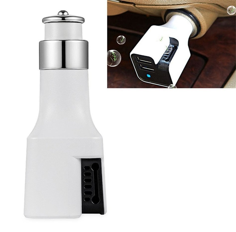 ATD Innovation Design Rapid Charge Dual USB Ports Car Air Purifier Ionizer Oxygen Bar Humidifier(White) N5