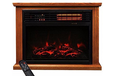 Fireplace Mantel Decor, Portable Indoor,Infrared Heater Quartz,1500 W, With 3D Flame,Color Oak N2